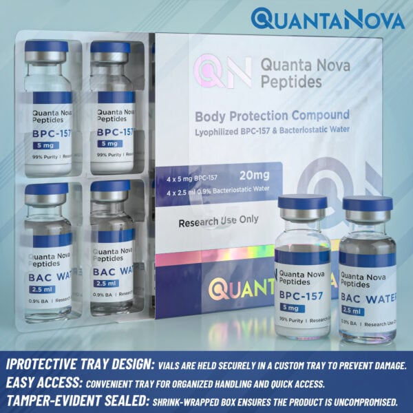 BPC-157 20 mg - 4 x 5 mg Vials - BA Water Included - Free USA Shipping