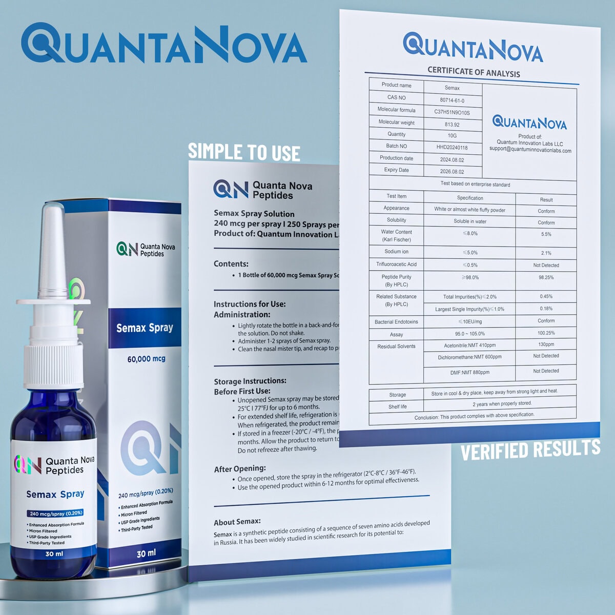 Semax Nasal Spray | 240 mcg per Spray | 250 Sprays | 30 ml