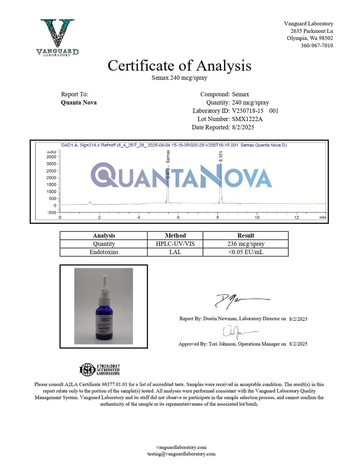 Semax Nasal Spray | 240 mcg per Spray | 250 Sprays | 30 ml