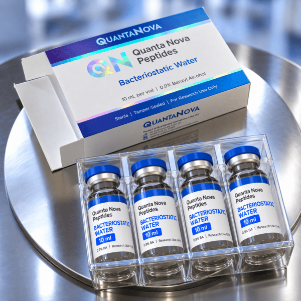 Bacteriostatic Water | 4 x 10 ML | 0.9% Benzyl Alcohol | Micron Filtered | Sterile Glass Vials
