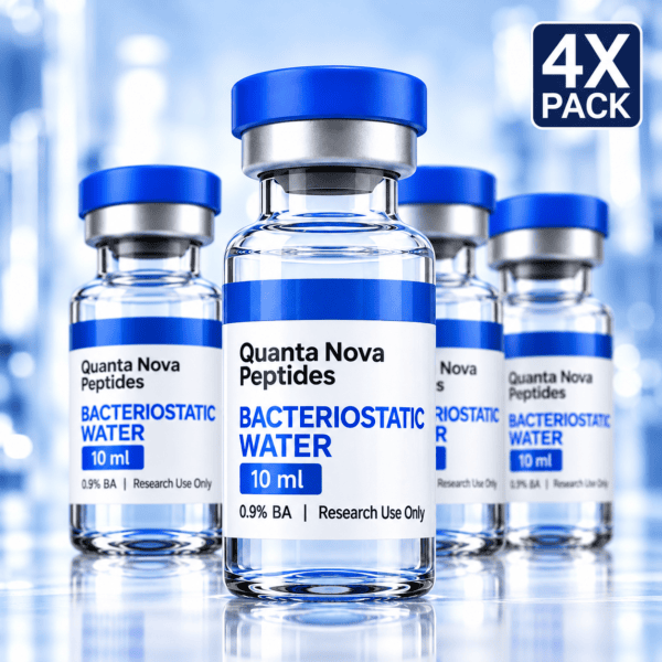 Bacteriostatic Water | 4 x 10 ML | 0.9% Benzyl Alcohol | Micron Filtered | Sterile Glass Vials