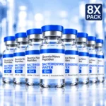 Bacteriostatic Water | 8 x 10 ML | 0.9% Benzyl Alcohol | Micron Filtered | Sterile Glass Vials
