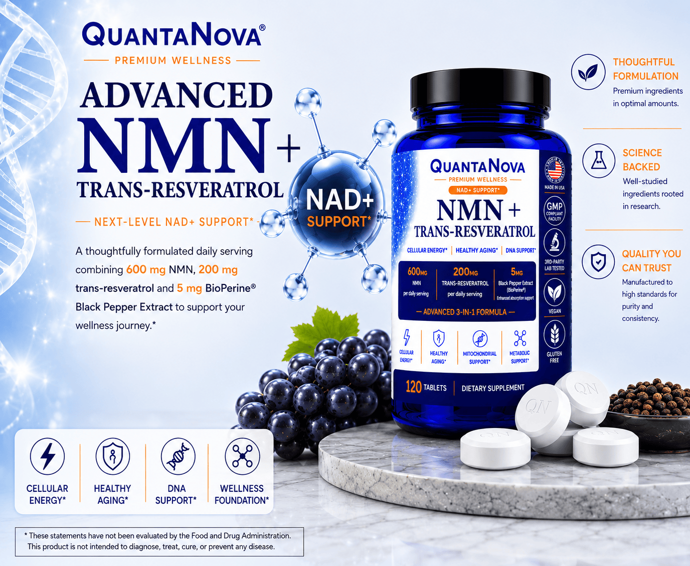 QuantaNova Advanced NMN + Trans-Resveratrol