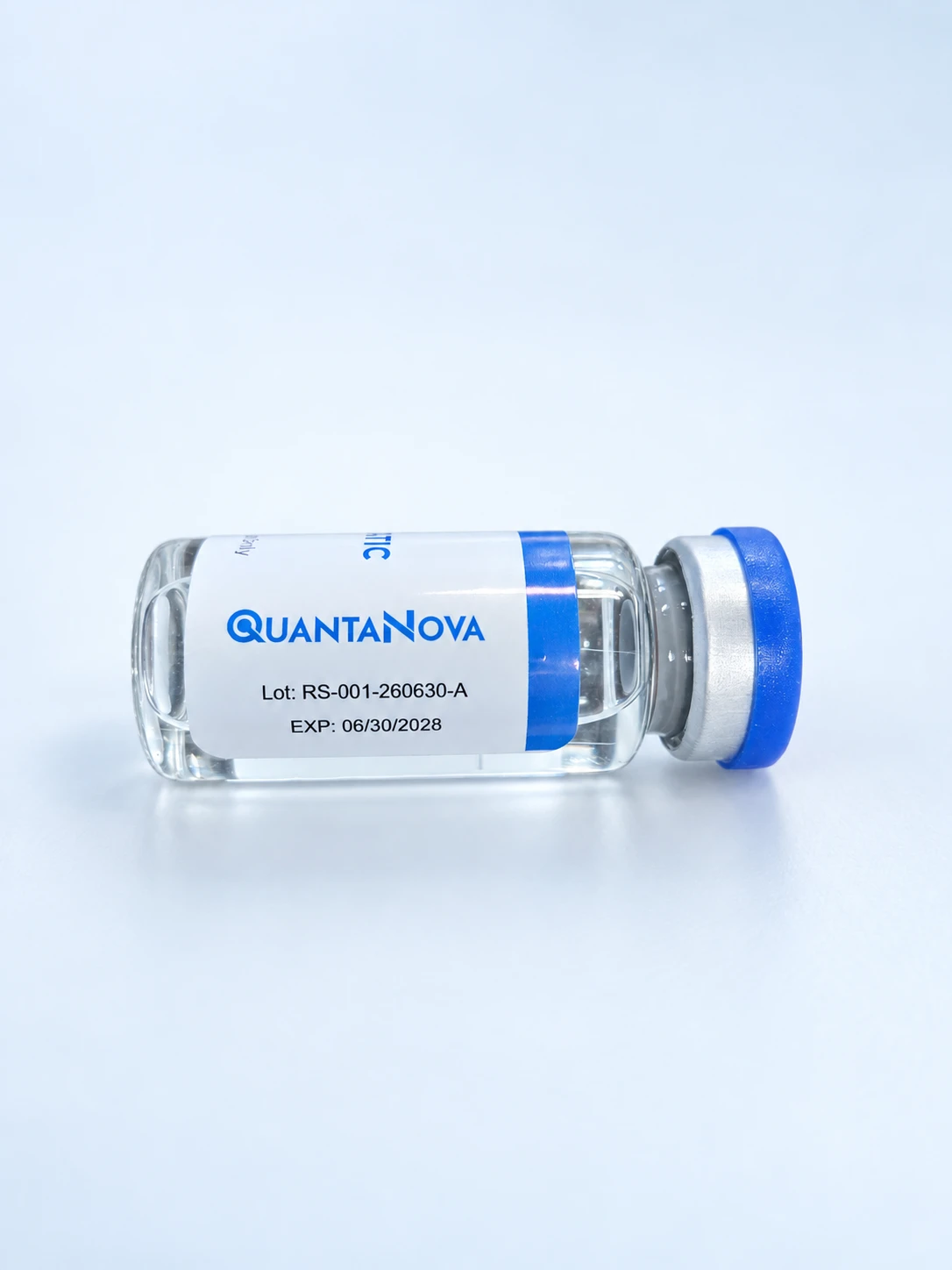 Quanta Nova BAC water vial showing LOT RS-001-260630-A and EXP 06/30/2028